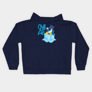 Chill AF Penguin on Ice Kids Hoodie